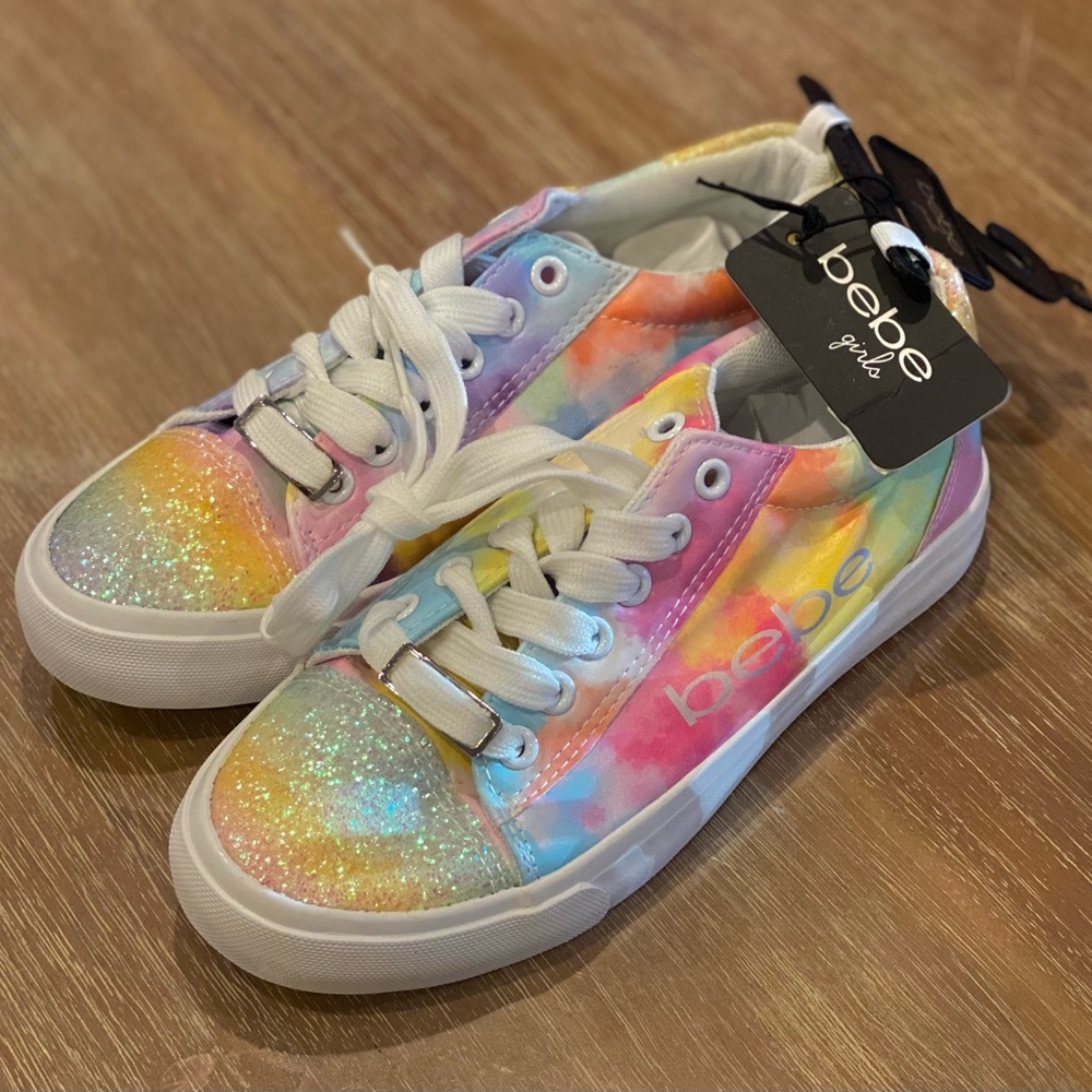 Girl Bebe Sneakers Color Multi Rainbow Glitter Tennis Kids Shoes US Size 1